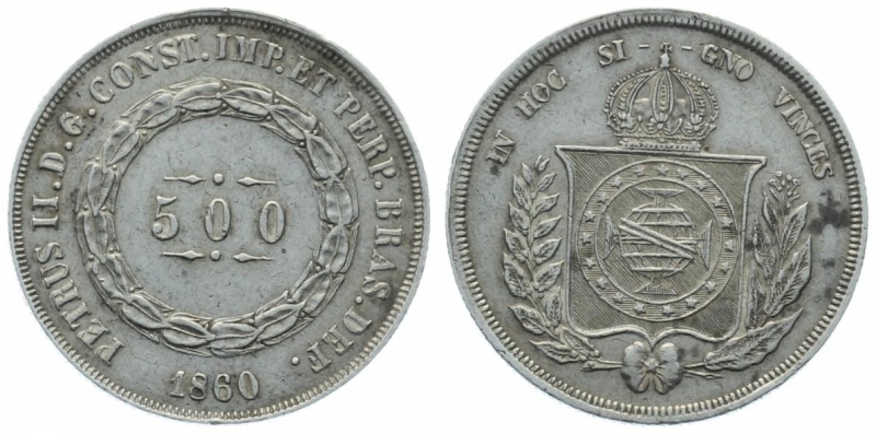 Brasilien 500 Reis 1860 - Pedro II.